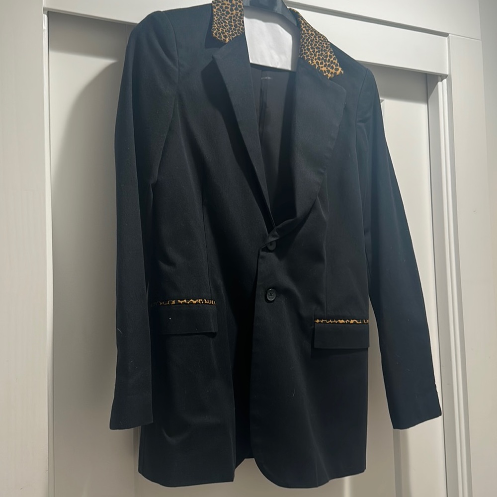 Current/Elliott black and animal print blazer